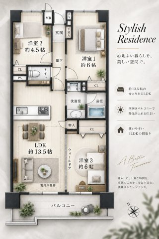 【間取り】 | 横浜岸根公園パーク・ホームズ　岸根公園駅4分/Reform物件/駅まで平坦