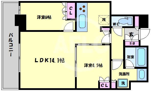大阪ひびきの街ザ・サンクタスタワー　堀江小学校区の間取り|大阪ひびきの街ザ・サンクタスタワー　開放的な間取り