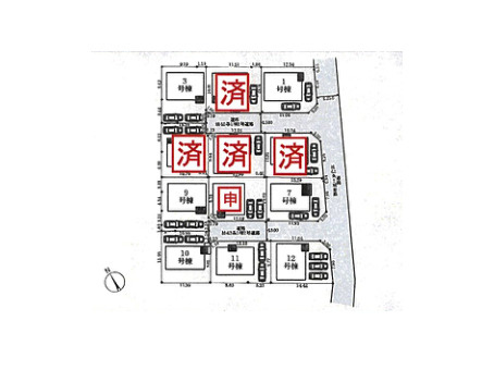 【土地図】 | 宮下町新築戸建 | 駐車のしやすさや庭の広さ、隣家との距離感は図面だけでは分かりません。建物とあわせて現地でご案内しますので、ご希望の日時をお知らせください。※図面と現況が異なる場合は現況優先。