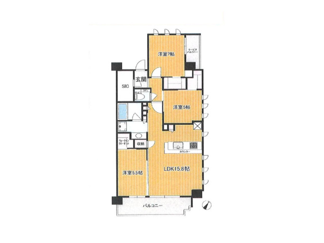 【間取り】 | シティテラス町田ステーションコート | 3つの居室とゆとりあるLDKを備えた3LDKのマンション。家族が集まるリビングと個室のバランスがよい間取りです。木のぬくもりを感じるリビングで、家族の絆を深める温かな暮らしを。ぜひ現地でご覧ください。