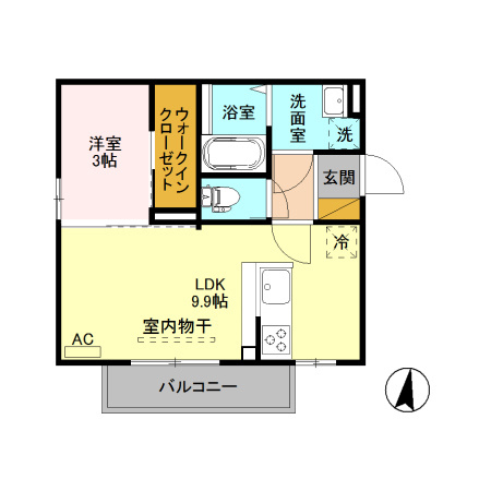 エスポワールの間取り|間取図（エスポワール 301）1LDK