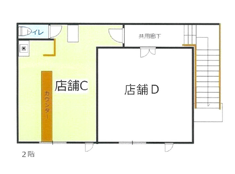 近江八幡市桜宮町の店舗一部の間取り