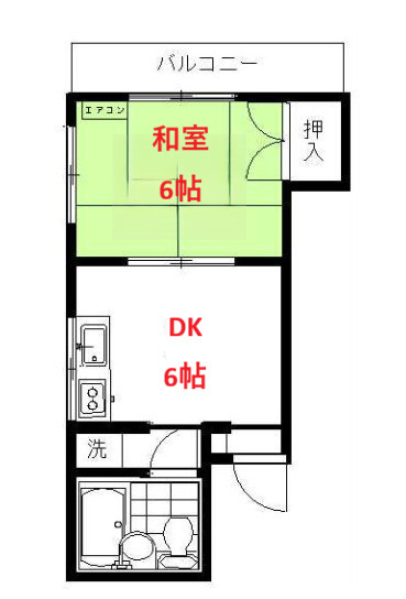 【間取り】 | メゾンレスポワール | 和室6帖　DK6帖です