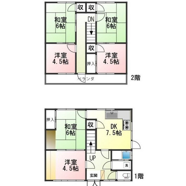 鷺山1768番267貸家の間取り
