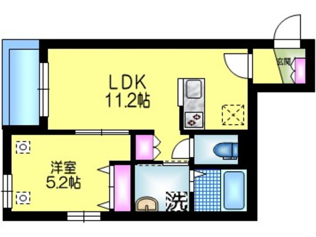Ｍｏｂｅｌ花水木　メーベルハナミズキの間取り|★角部屋２面窓★