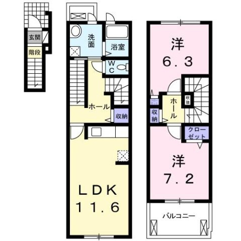エボルシオン東光　Ａの間取り