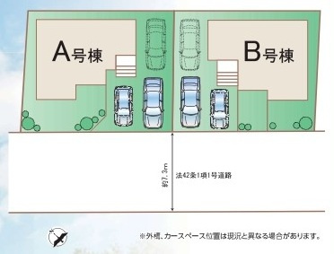 水戸市堀町2241番　新築戸建て　A号棟の区画図|区画図です♪