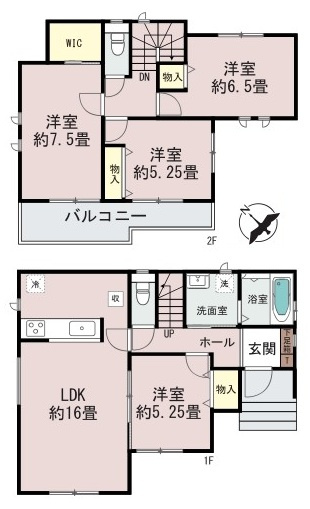 水戸市堀町2241番　新築戸建て　A号棟の間取り|間取り図です♪
実際の空間の広さや陽当たり、風通しなどは現地でご確認できます♪