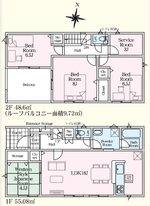 常陸太田市増井町　第1　新築戸建て　2号棟の間取り|間取り図です♪
実際の空間の広さや陽当たり、風通しなどは現地でご確認できます♪