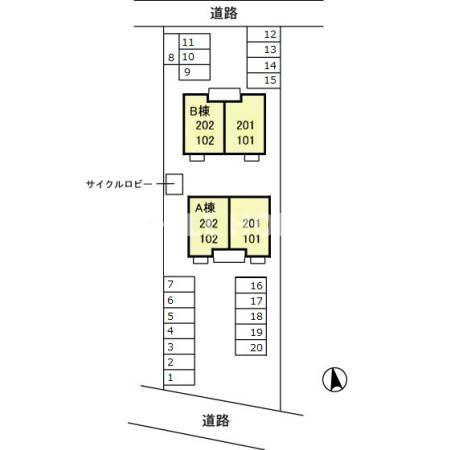 グランメール朝日　Ａ/Ｂの区画図|当社、チルホームのHPもご覧ください(^^)/物件情報多数♪