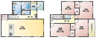 【間取り】 | 大阪市平野区瓜破東八丁目　新築戸建 | (3号棟)、価格3880万円、4LDK、土地面積106.91平米、建物面積110.13平米