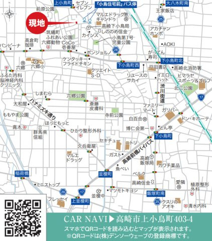 【新築】高崎市上小鳥町01期　限定１棟　リナージュ　新築建売の地図
