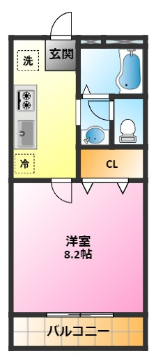 スクエア小杉Ｃの間取り|南向きバルコニーで陽当たりの良いお部屋です♪