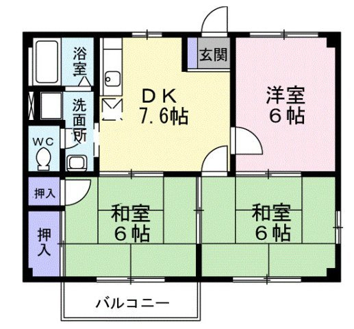【間取り】 | カサグラシアA | ファミリーにおすすめの３ＤＫのお部屋！