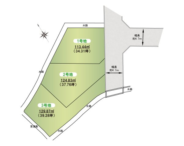 泉佐野市市場西2丁目（3区画）　建築条件なし土地の土地図