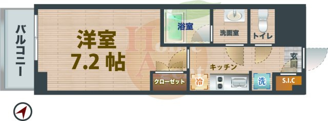 【間取り】 | ルフォンプログレ中野富士見町ザ・レジデンス | 1Kのお部屋です。