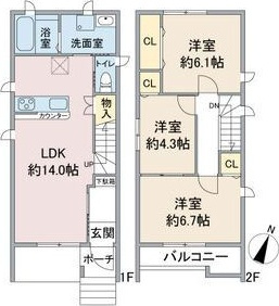 【間取り】 | ヴィラ藤塚C・D