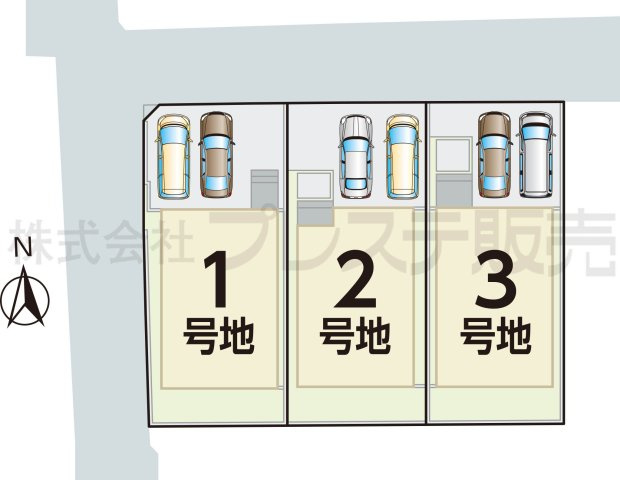 大和郡山市茶町の新築一戸建 全３区画の区画図|全体区画図
