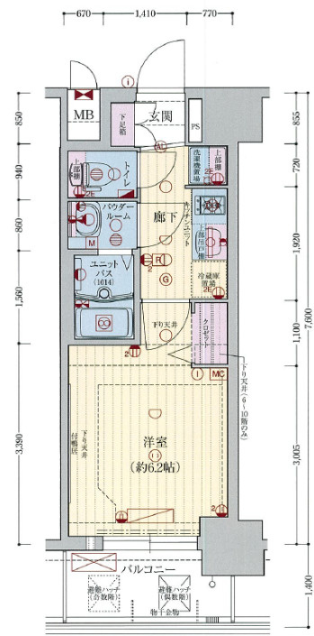 プレサンス難波インフィニティの間取り|現状有姿