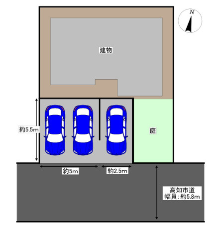 「積水ハウス施工」高知市潮見台1丁目　中古一戸建ての区画図|前面道路約5.8mで車の出し入れらくらく！ゆとりある敷地計画が魅力です☆