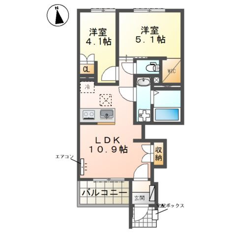 マクラーレン(坂戸市伊豆の山町　アパートＢ棟新築工事)の間取り