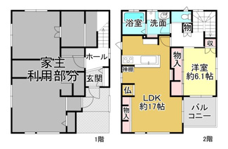 【間取り】 | 雄琴⑤貸家U邸　2F
