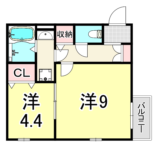 尼崎市開明町１丁目のアパートの間取り