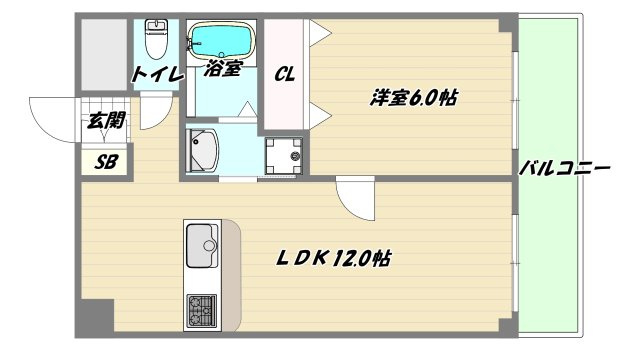 大阪市東淀川区小松２丁目の賃貸マンションの間取り