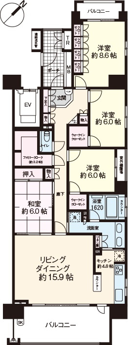 日当たり良好南東角部屋