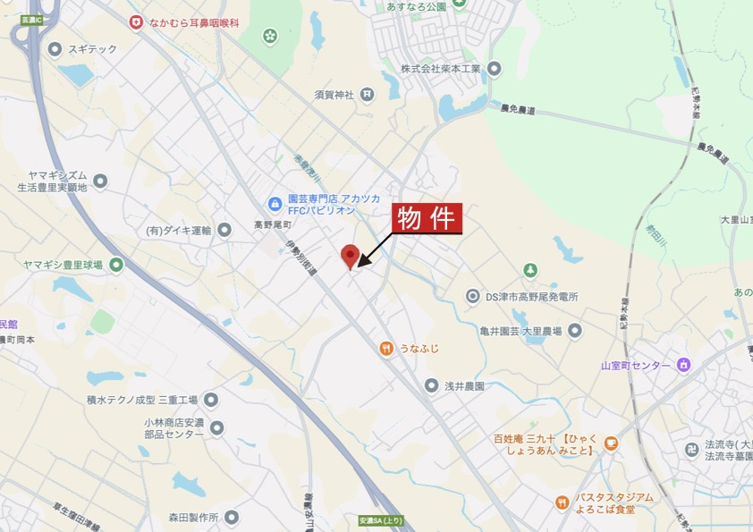 津市高野尾町の地図|広域Map