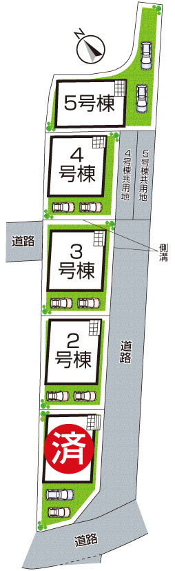 ■枚方市田口　第6期　新築一戸建ての区画図|全5区画