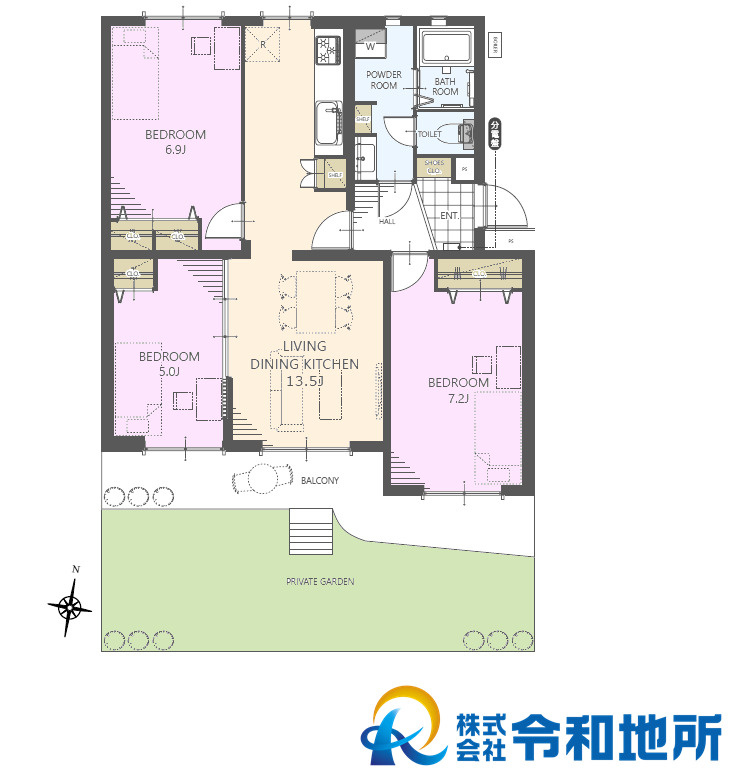 茅ヶ崎海岸松が丘ハイツH棟の間取り