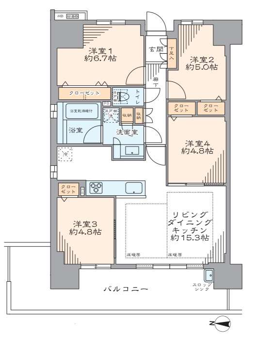 サンクタス鶴見緑地パークアドレスの間取り