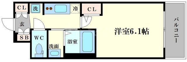 エステムコート難波ウエストサイドⅥグラッドの間取り
