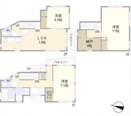 小金井市前原町5丁目 中央線 武蔵小金井駅 中古戸建の間取り