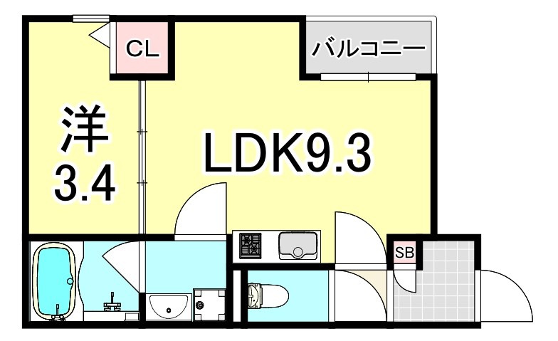 大阪市西淀川区福町２丁目のアパートの間取り