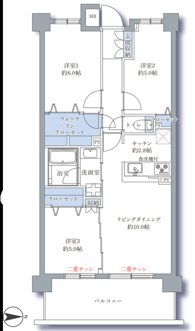 クレストフォルム武蔵小杉ブライトコートの間取り