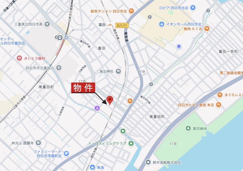 四日市市富田1丁目の地図|広域Map