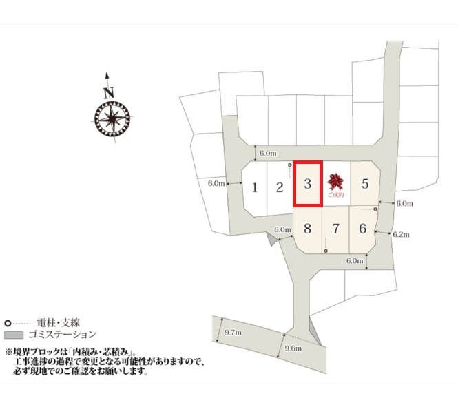 ワイウッドコート宇都宮市駒生町第5期の区画図|【全7棟】各号棟の詳細については、お気軽にお問い合わせください♪