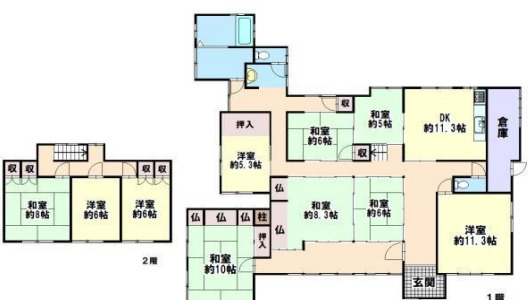 姫路市香寺町久畑の中古一戸建の間取り