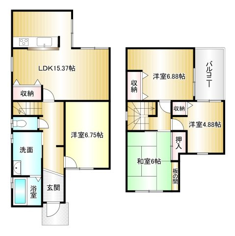 葛城市長尾　の間取り|4LDK　土地面積：112.82ｍ2　建物面積：94.97ｍ2　駐車有
