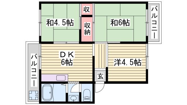 王塚台厚生年金住宅A棟の間取り