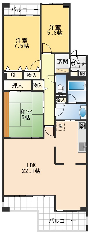 メゾン千里山　C棟の間取り