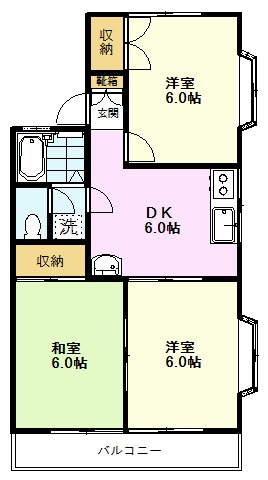 【間取り】 | ラポールＮ | ラポールＮ、201号室、３ＤＫ