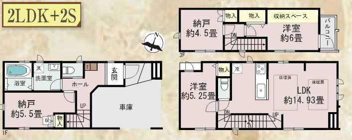 大田区西蒲田　新築戸建A号棟の間取り