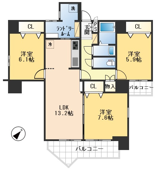 千里山ロイヤルマンションA棟の間取り