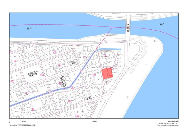 植柳新町　事業用地の地図