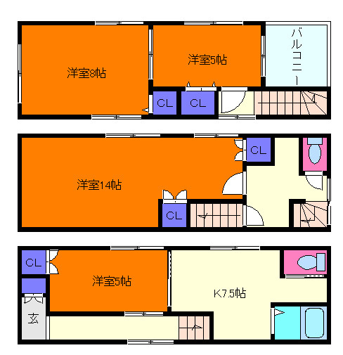 岩屋北町1丁目貸戸建の間取り