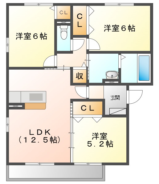 フェリス高柳　Ａの間取り