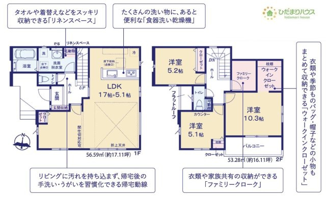 【間取り】 | 牛久市田宮町31期　新築戸建 | 帰宅後の手洗い・うがいの習慣化を意識した帰宅動線☆彡